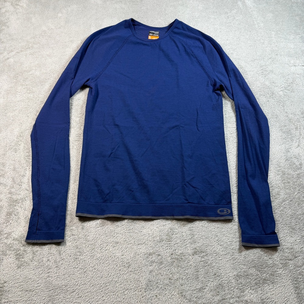 Icebreaker 200 Zone Top Womens Medium Blue Merino Wool Long Sleeve Base Layer